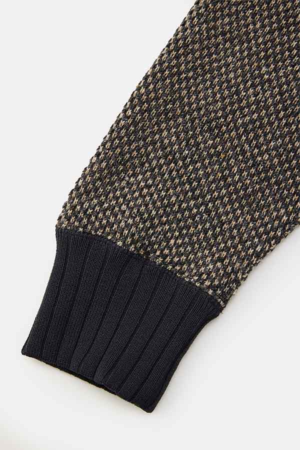 Hexagonal patterns knit rib sweatshirt