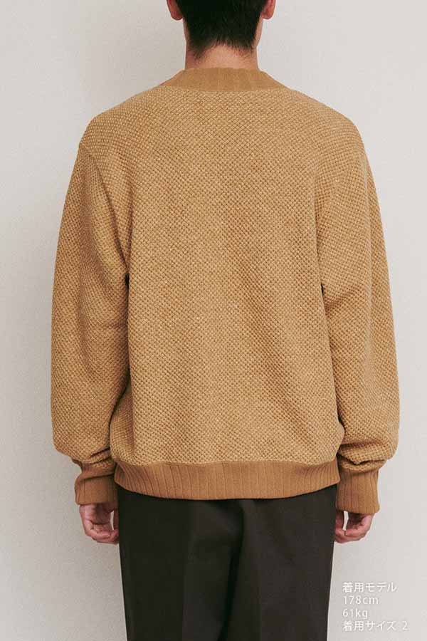Hexagonal patterns knit rib sweatshirt