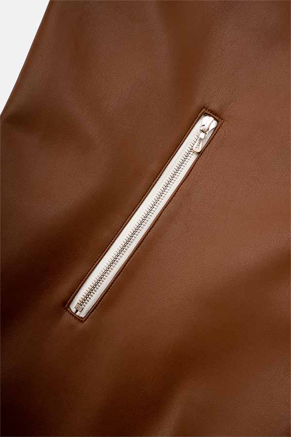 Synthetic Leather Half Coat