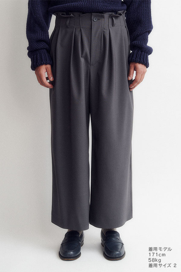 Wide tuck pants