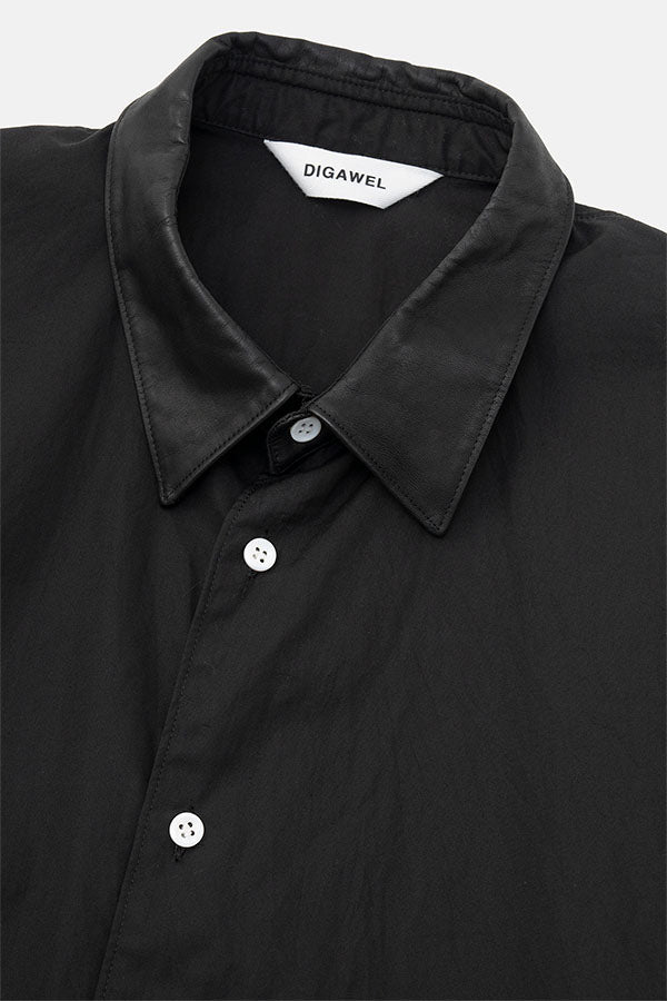 Leather combi shirt