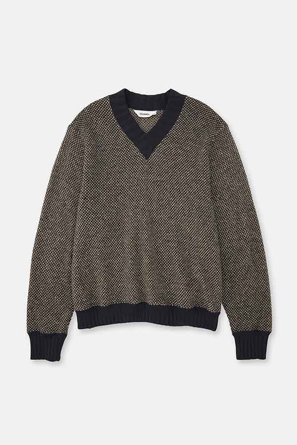 Hexagonal patterns knit rib sweatshirt