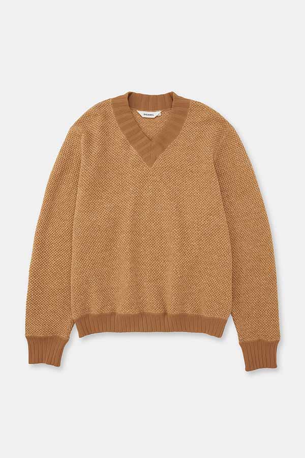Hexagonal patterns knit rib sweatshirt