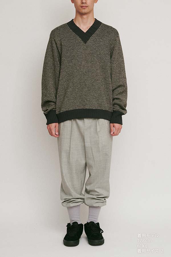 Hexagonal patterns knit rib sweatshirt