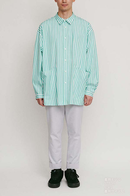 Side pocket L/S shirt① stripe