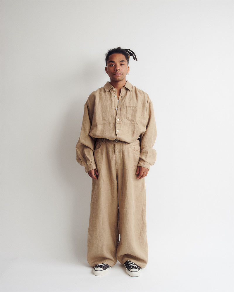 Puckering wide pants