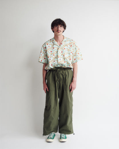 Open-collar S/S shirt(apple&chain)