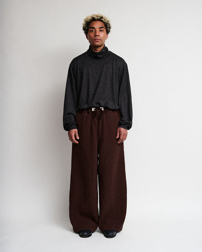 Merino wool  raised neckline L/S T-shirt