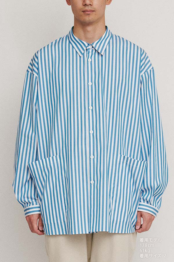 Side pocket L/S shirt① stripe