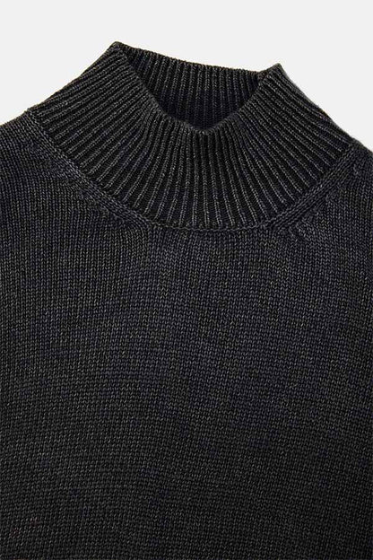 Stonewashed silk turtleneck sweater