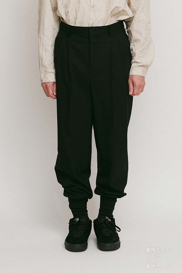 2 Tuck tapered hem rib pants