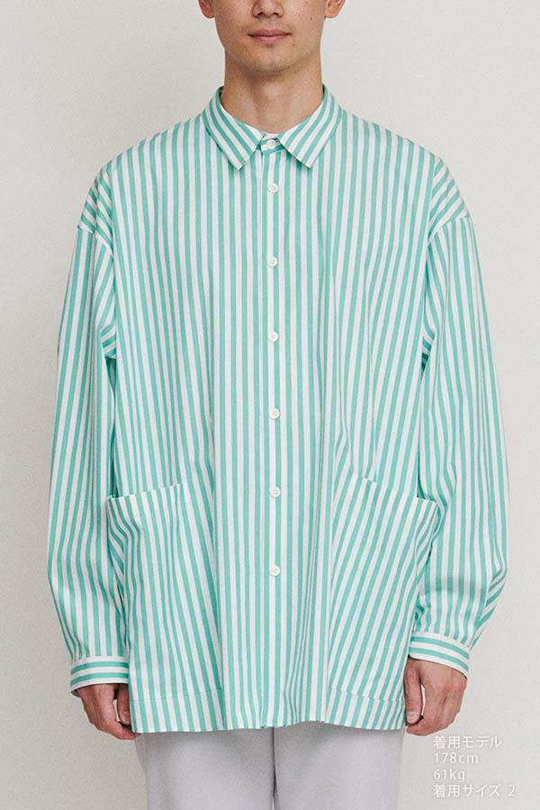 Side pocket L/S shirt① stripe