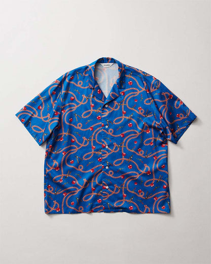 Open-collar S/S shirt(apple&chain)