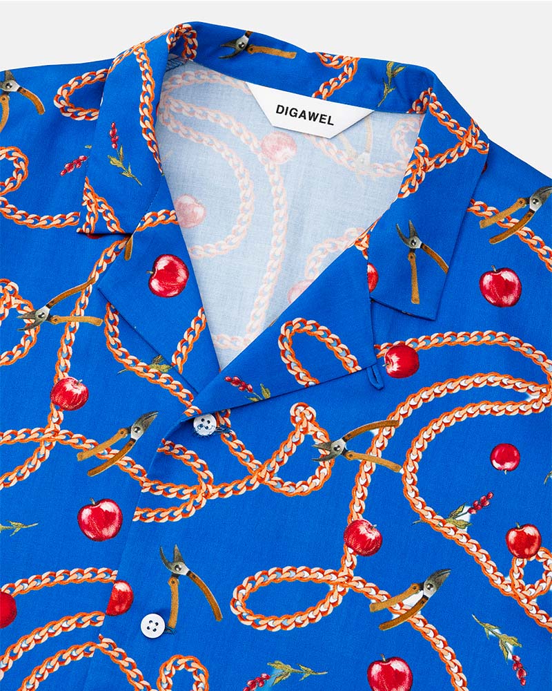 Open-collar S/S shirt(apple&chain) – DIGAWEL ONLINE STORE