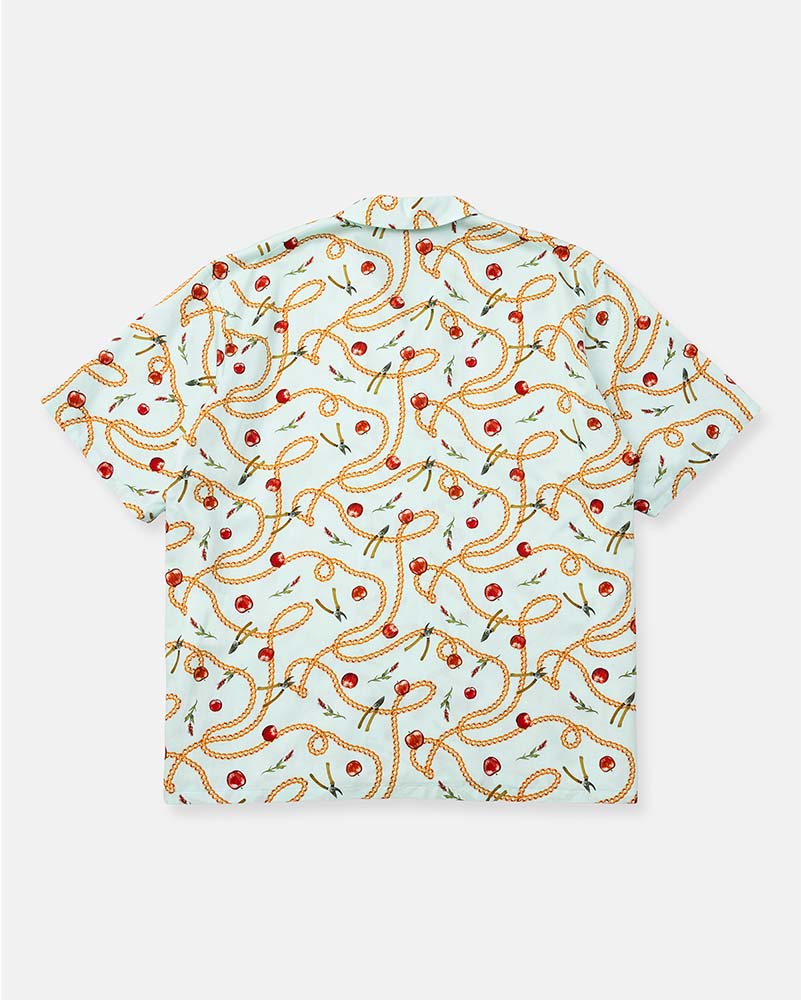 Open-collar S/S shirt(apple&chain)