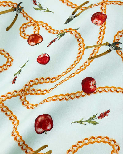 Open-collar S/S shirt(apple&chain)