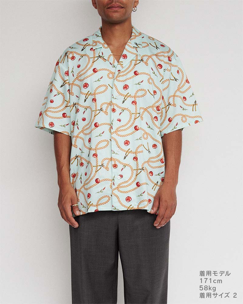 Open-collar S/S shirt(apple&chain) – DIGAWEL ONLINE STORE