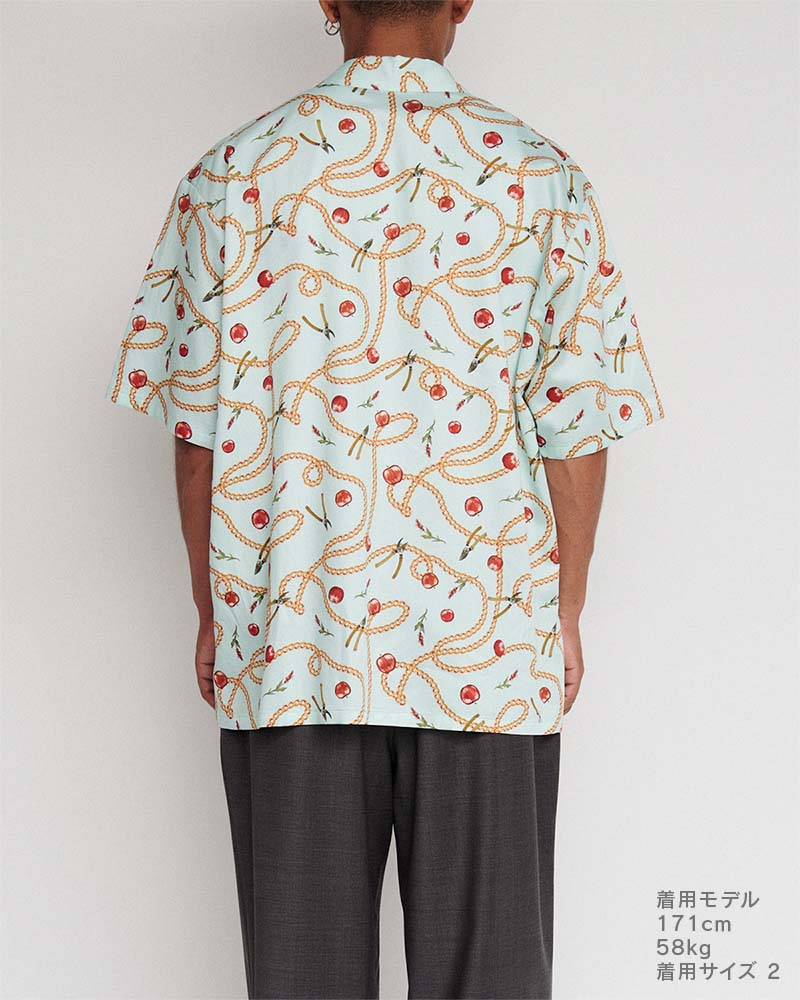 Open-collar S/S shirt(apple&chain)