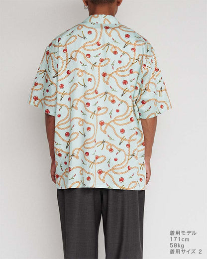 Open-collar S/S shirt(apple&chain)