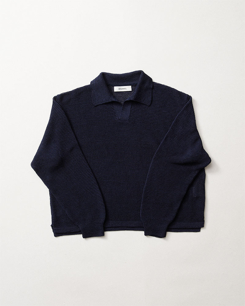 2026SS DIGAWEL Cotton Knit Poloサイズ2 ネイビー Cotton knit polo – DIGAWEL ONLINE STORE