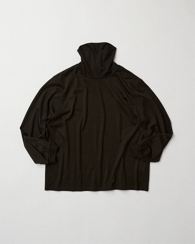 Merino wool  raised neckline L/S T-shirt