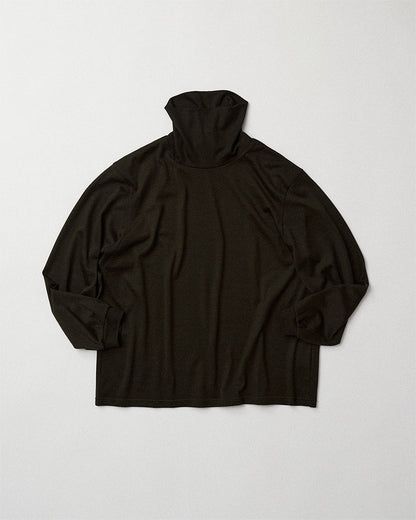 Merino wool  raised neckline L/S T-shirt