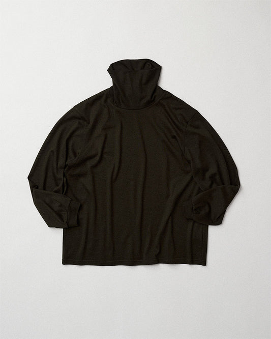 Merino wool  raised neckline L/S T-shirt