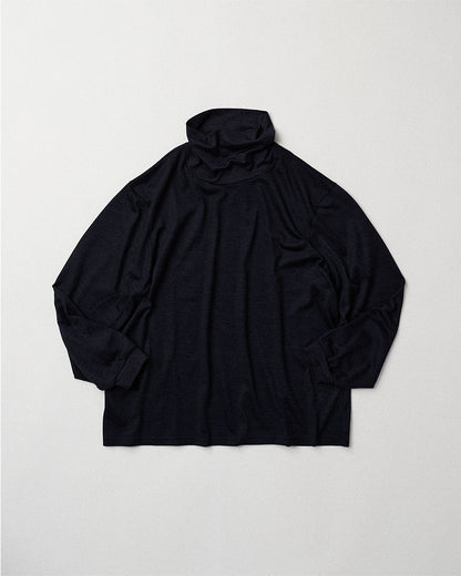 Merino wool  raised neckline L/S T-shirt
