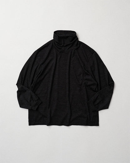 Merino wool  raised neckline L/S T-shirt