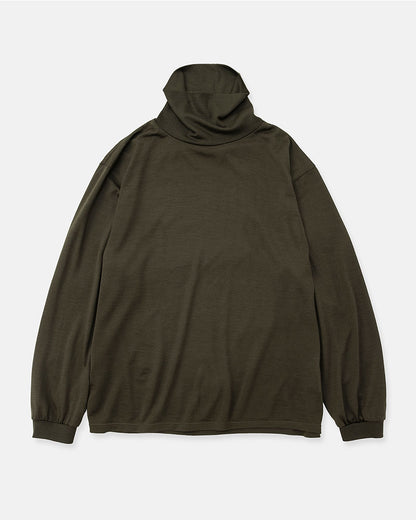 Merino wool  raised neckline L/S T-shirt