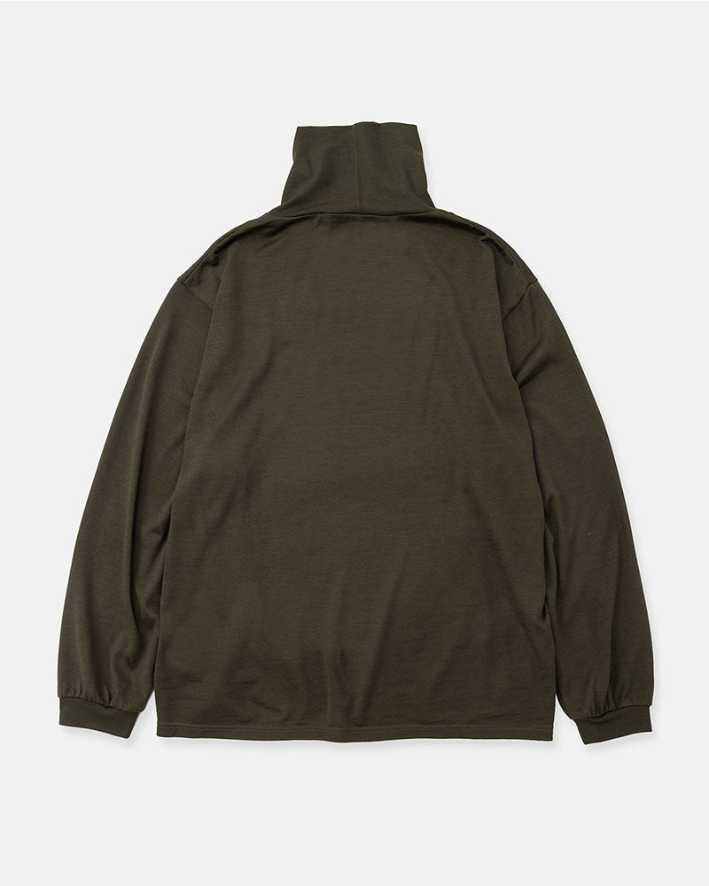 Merino wool  raised neckline L/S T-shirt
