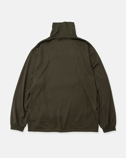 Merino wool  raised neckline L/S T-shirt