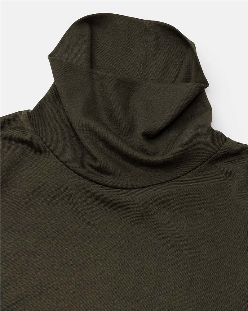 Merino wool  raised neckline L/S T-shirt
