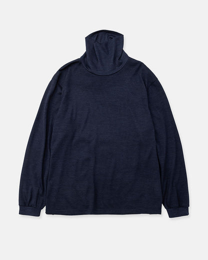 Merino wool  raised neckline L/S T-shirt