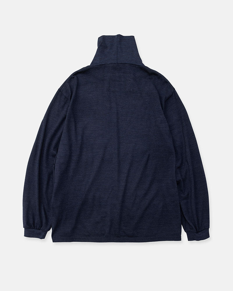 Merino wool  raised neckline L/S T-shirt