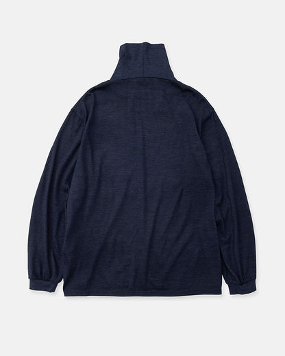 Merino wool  raised neckline L/S T-shirt