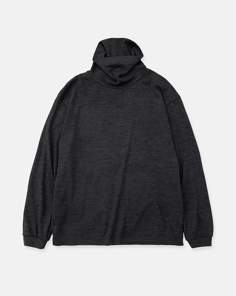 Merino wool  raised neckline L/S T-shirt