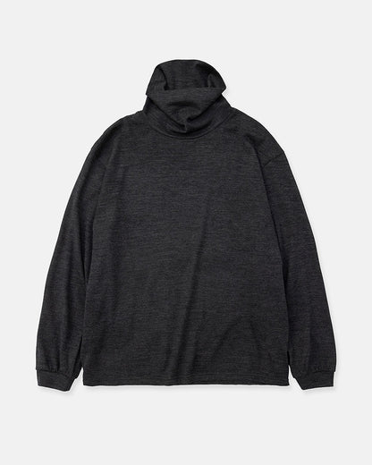 Merino wool  raised neckline L/S T-shirt