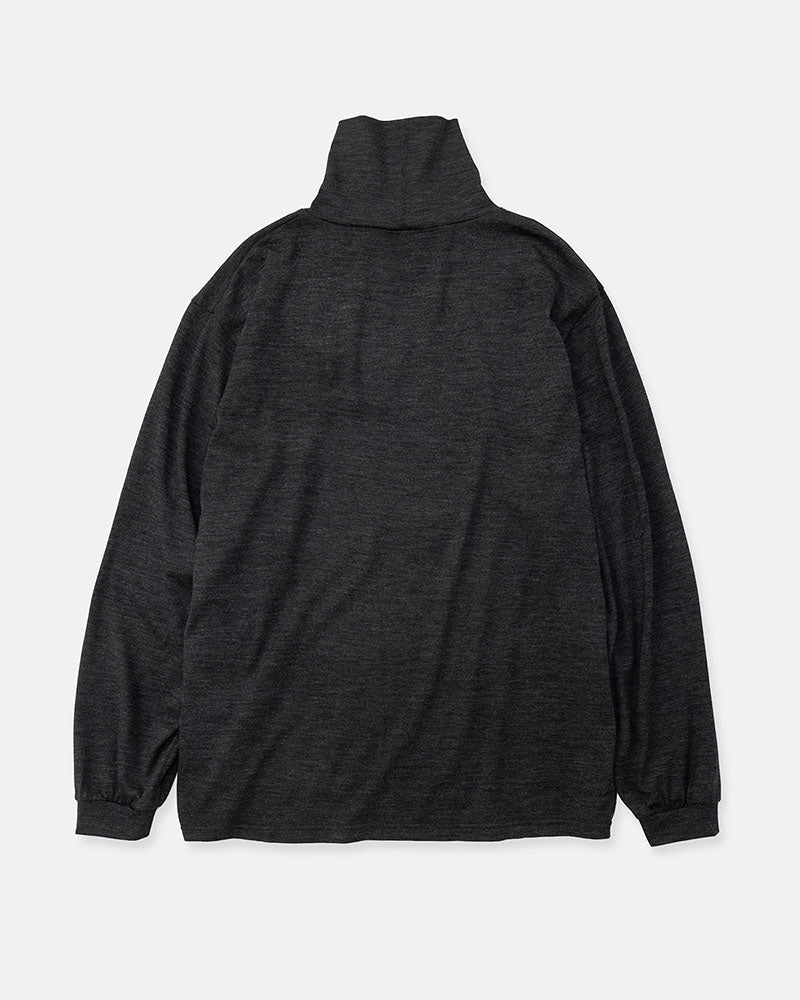 Merino wool  raised neckline L/S T-shirt