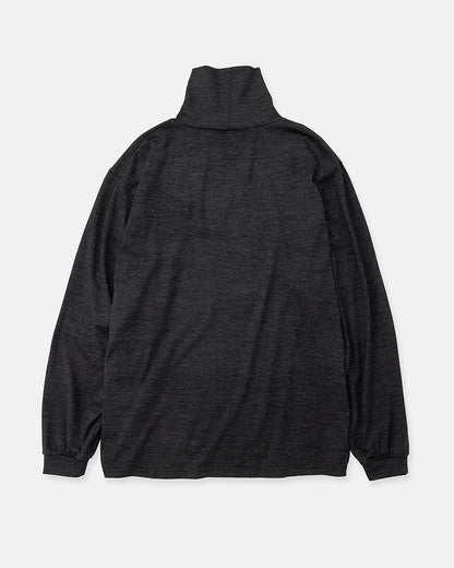 Merino wool  raised neckline L/S T-shirt