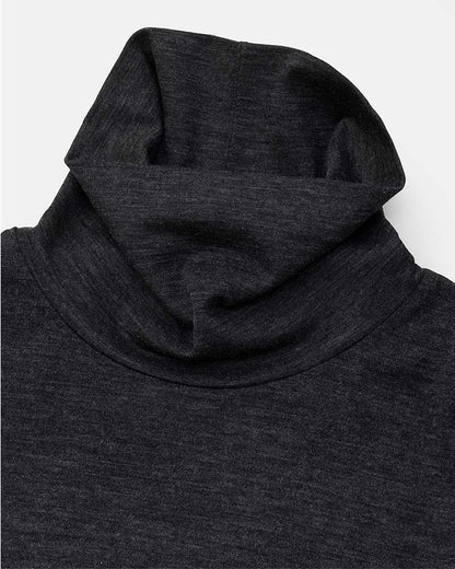 Merino wool  raised neckline L/S T-shirt
