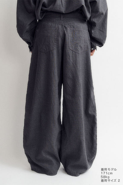 Puckering wide pants