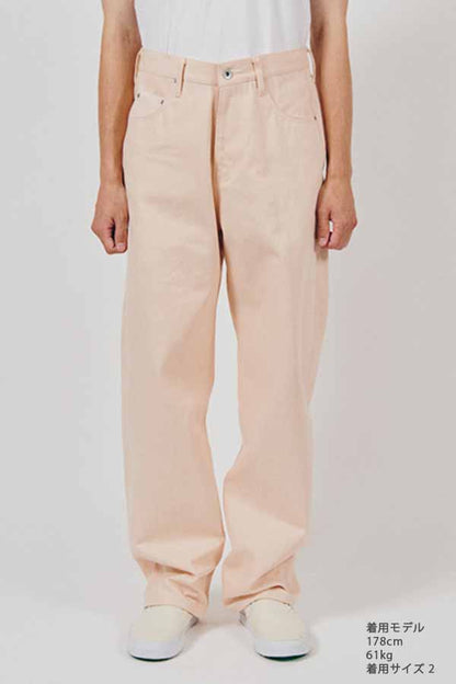 Straight Denim Pants (Pink white)